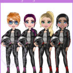 personalised motorbike biker girl birthday card