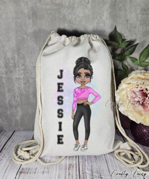 Personalised Teen Tween Dancer Gymnast Cheerleader Drawstring PE Bag