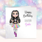 personalised unicorn rainbow girl birthday greeting card
