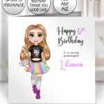 personalised unicorn rainbow girl birthday greeting card