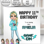 personalised gamer girl gaming birthday card for daughter granddaughter