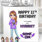personalised gamer girl gaming birthday card for daughter granddaughter