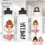 personalised ballerina girl 600ml straight water bottle