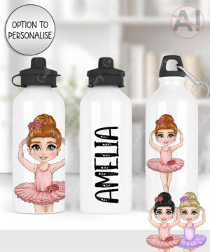 personalised ballerina girl 600ml straight water bottle