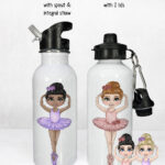 personalised ballerina girl 600ml straight water bottle