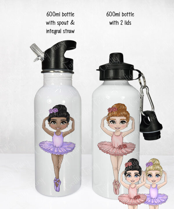personalised ballerina girl 600ml straight water bottle