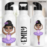 personalised ballerina girl 600ml straight water bottle