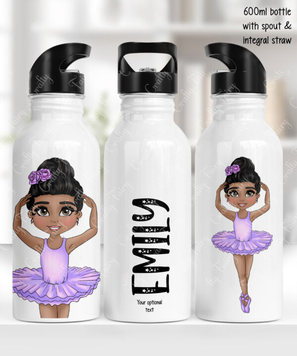 personalised ballerina girl 600ml straight water bottle