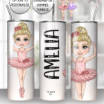 personalised ballerina girl straight tumbler