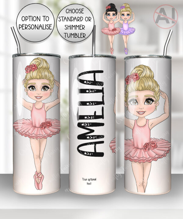 personalised ballerina girl straight tumbler