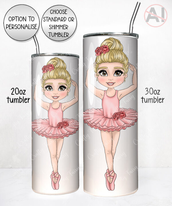 personalised ballerina girl straight tumbler