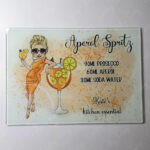 personalised aperol spritz cocktail lady glass chopping board or worktop protector small 20x28cm