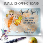 personalised aperol spritz cocktail lady glass chopping board or worktop protector small 20x28cm