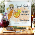 personalised aperol spritz cocktail lady glass chopping board or worktop protector small 20x28cm