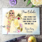 Personalised Pina Colada Cocktail Lady Glass Chopping Board