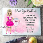 Personalised Pink Gin Cocktail Lady Glass Chopping Board
