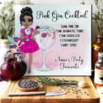 personalised pink gin cocktail lady glass chopping board or worktop protector small 20x28cm