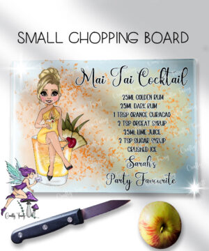 personalised mai tai cocktail lady glass chopping board or worktop protector small 20x28cm