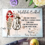Personalised Mudslide Cocktail Lady Glass Chopping Board
