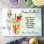 Personalised Pimms Cocktail Lady Glass Chopping Board