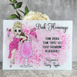 Personalised Pink Flamingo Cocktail Lady Glass Chopping Board