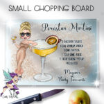 personalised pornstar martini cocktail lady glass chopping board or worktop protector small 20x28cm