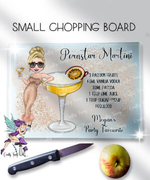 personalised pornstar martini cocktail lady glass chopping board or worktop protector small 20x28cm