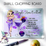 personalised purple rain cocktail lady glass chopping board or worktop protector small 20x28cm