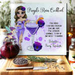 personalised purple rain cocktail lady glass chopping board or worktop protector small 20x28cm