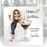 personalised espresso martini cocktail lady happy birthday card