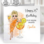 personalised aperol spritz cocktail lady happy birthday card