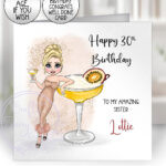 personalised pornstar martini cocktail lady happy birthday card