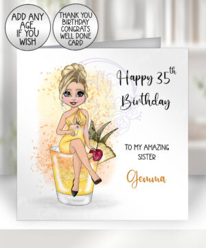 personalised mai tai cocktail lady happy birthday card