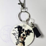 personalised quirky border collie dog keyring / bag tag