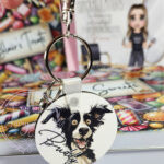 personalised quirky border collie dog keyring / bag tag