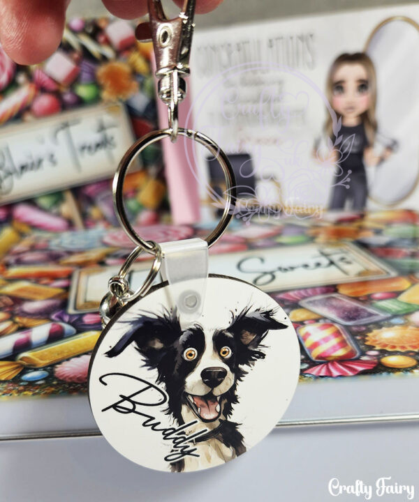 personalised quirky border collie dog keyring / bag tag
