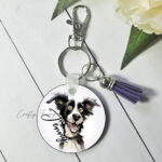 Personalised Quirky Border Collie Dog Keyring / Bag Tag
