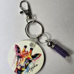 personalised watercolour giraffe keyring / bag tag