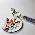 personalised watercolour giraffe keyring / bag tag