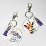 personalised watercolour giraffe keyring / bag tag