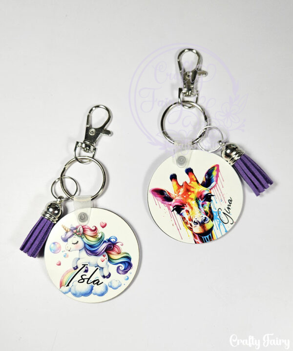 personalised watercolour giraffe keyring / bag tag