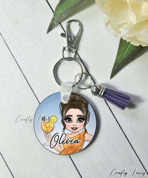 Personalised Aperol Spritz Cocktail Lady Keyring / Bag Tag