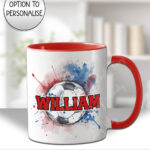 personalised football watercolour splat mug gift