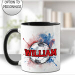 personalised football watercolour splat mug gift