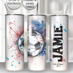 personalised football watercolour splat tumbler