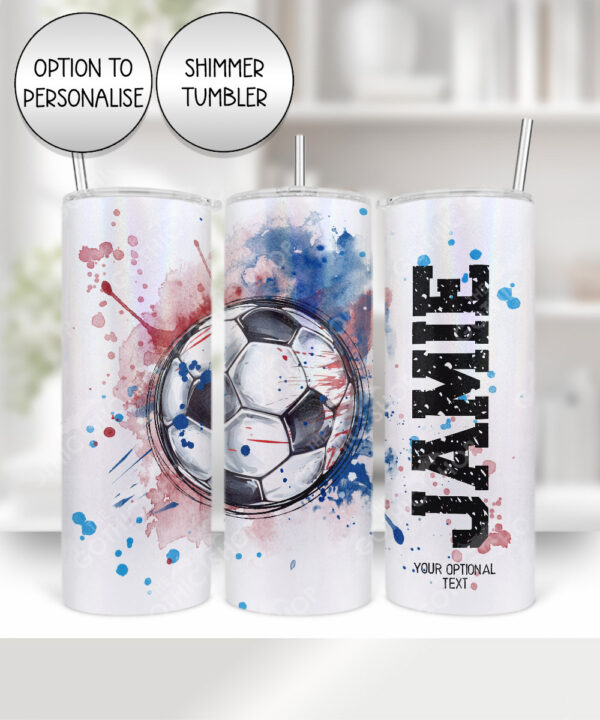 personalised football watercolour splat tumbler
