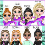 personalised gymnast girl on beam birthday card various colours
