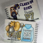 personalised class of 2025 gold balloons school leaver girl a6 blank notebook