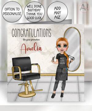 personalised hairdresser new job or salon congratulations card