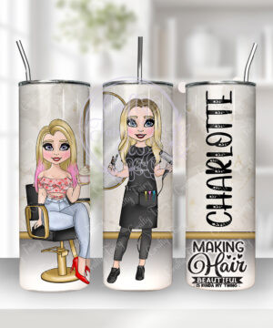 personalised hairdresser in salon skinny tumbler